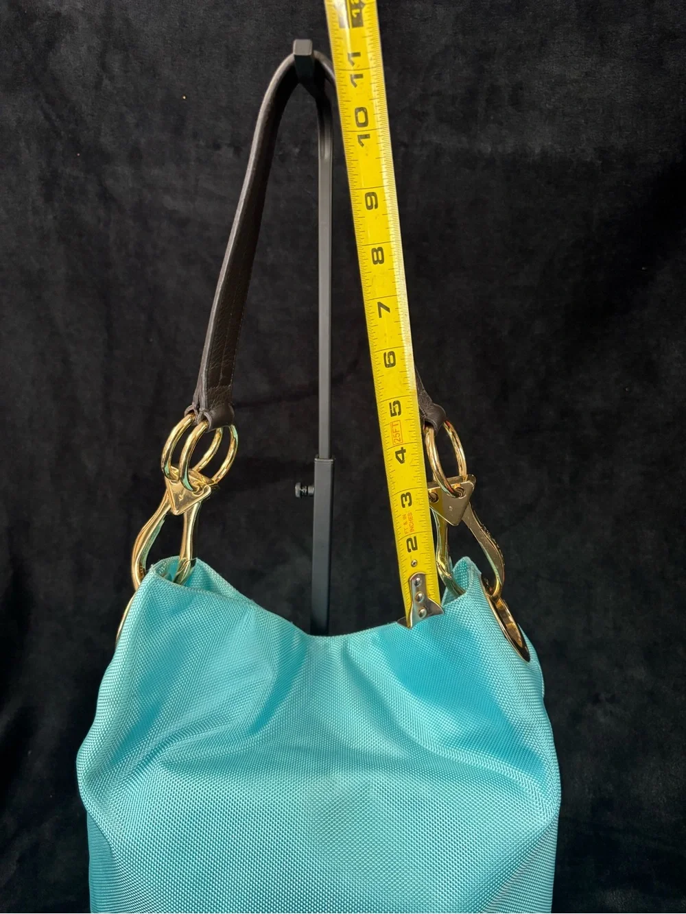 JPK Paris 75 Turquoise Nylon Hobo Bag Gold Hardware Y2K